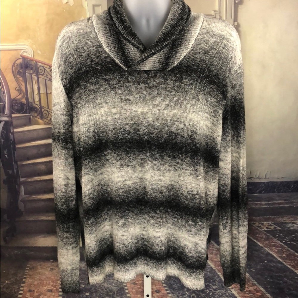 Calvin Klein Black and White Striped Sweater